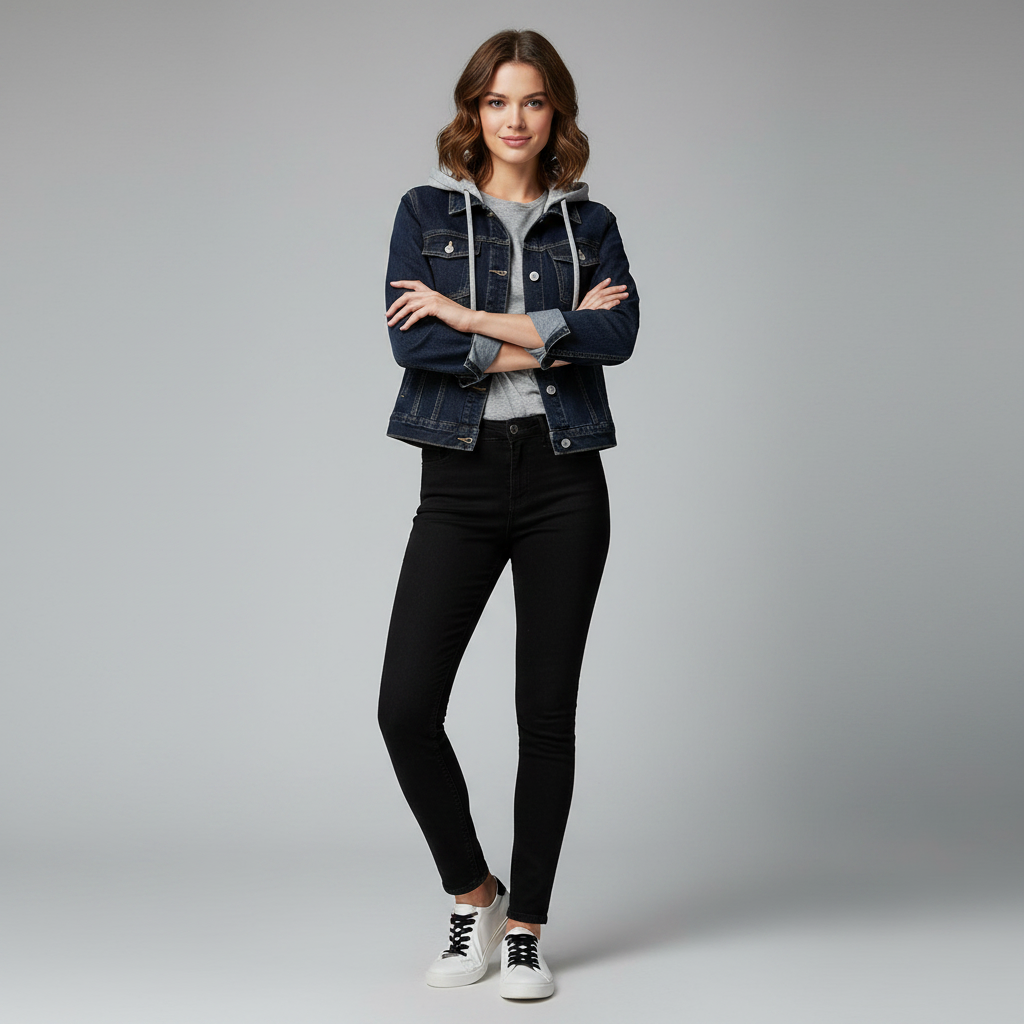 Denim Jacket with Removable Hood | Women's Jacket