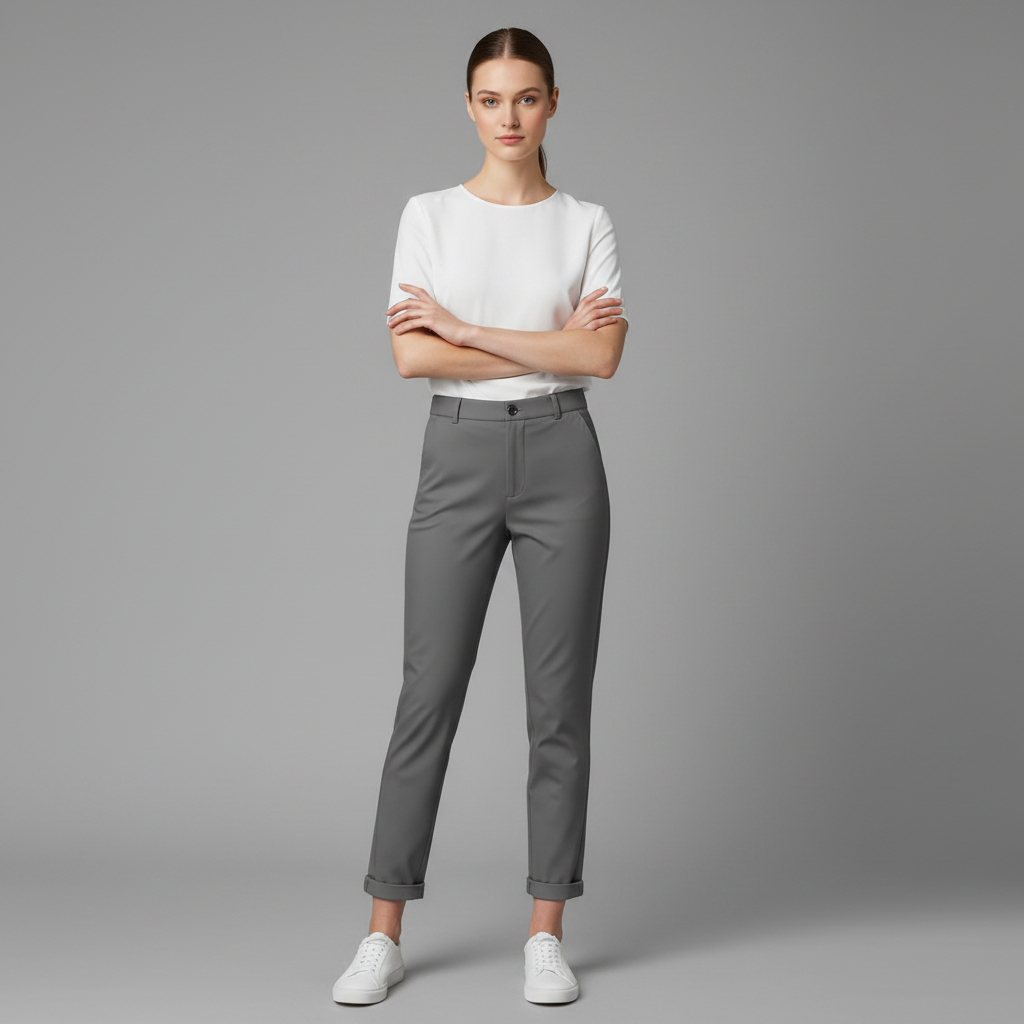 Elegant High Waist Women's Trousers | Office Wear