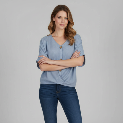 Elegant V-Neck Long Sleeve Blouse | Women's Fashion Top