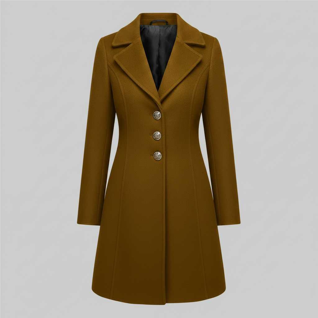 Elegant Wool Coat with Buttons | Women's Winter Outerwear