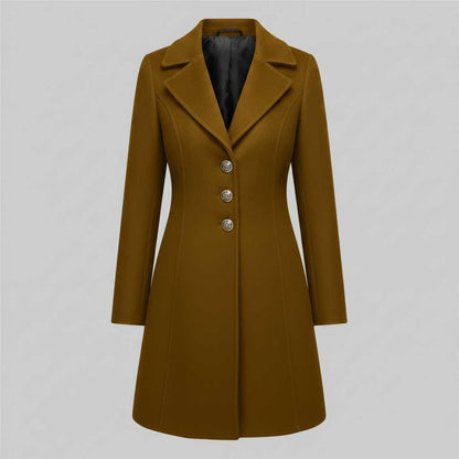 Elegant Wool Coat with Buttons | Women's Winter Outerwear
