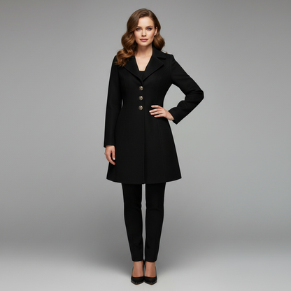 Elegant Wool Coat with Buttons | Women's Winter Outerwear