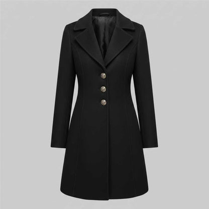 Elegant Wool Coat with Buttons | Women's Winter Outerwear