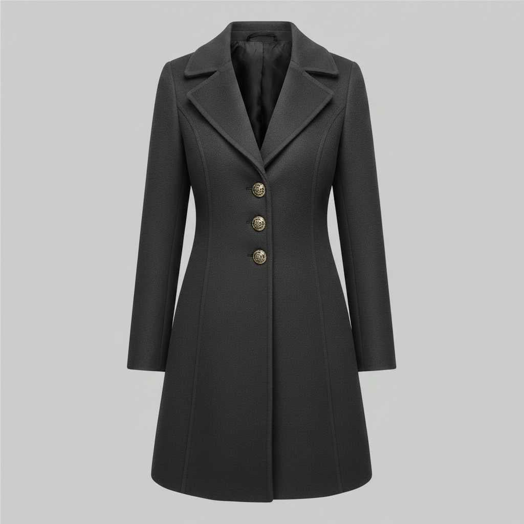 Elegant Wool Coat with Buttons | Women's Winter Outerwear