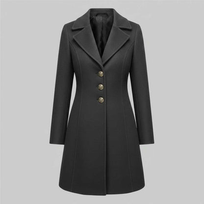 Elegant Wool Coat with Buttons | Women's Winter Outerwear