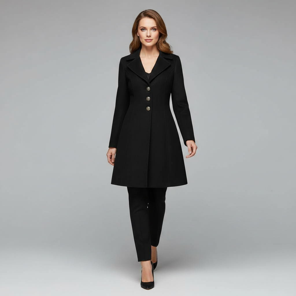 Elegant Wool Coat with Buttons | Women's Winter Outerwear
